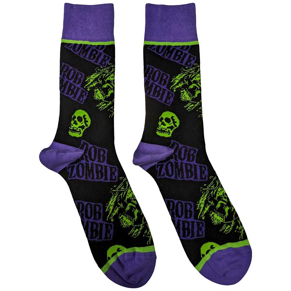 Ponožky "Rob Zombie -  Skull Face Green/Purple"
