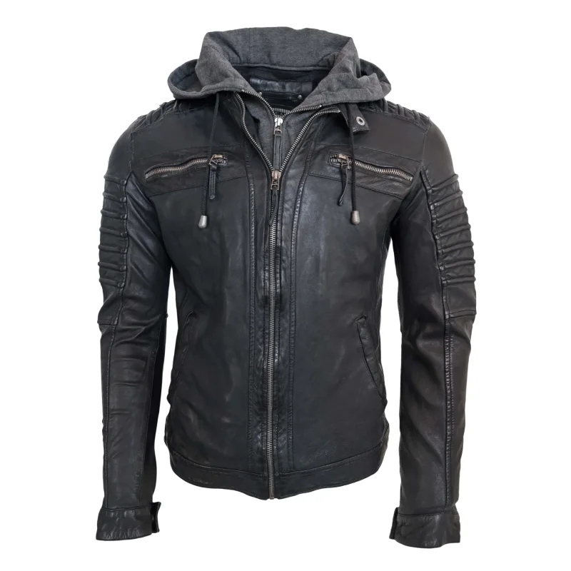 Kožená pánska bunda Ricano Lederjacke - 12815 Hood